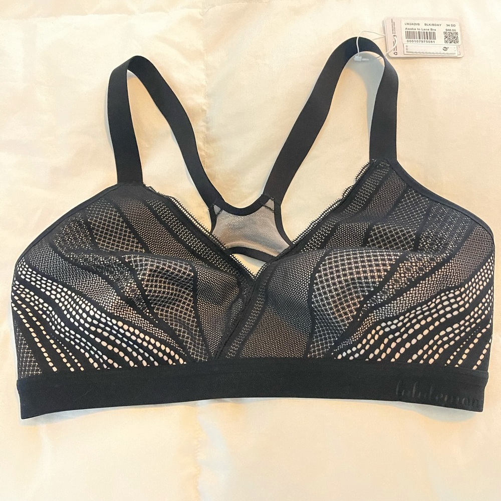 Lululemon black Awake to Lace sport Bra.